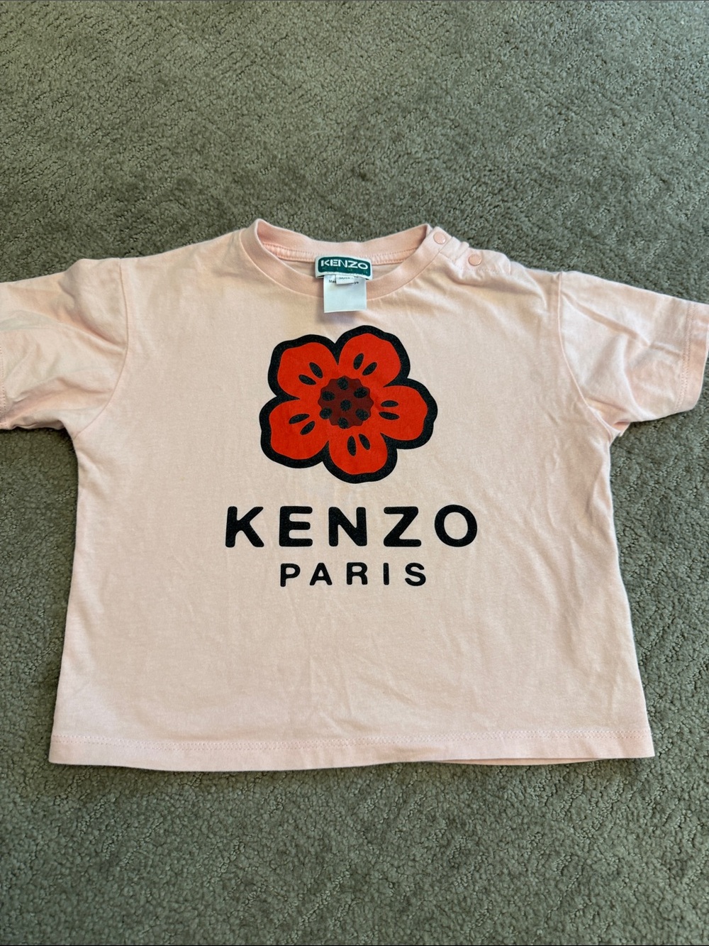 Kenzo Pink Tee with Red Floral Logo